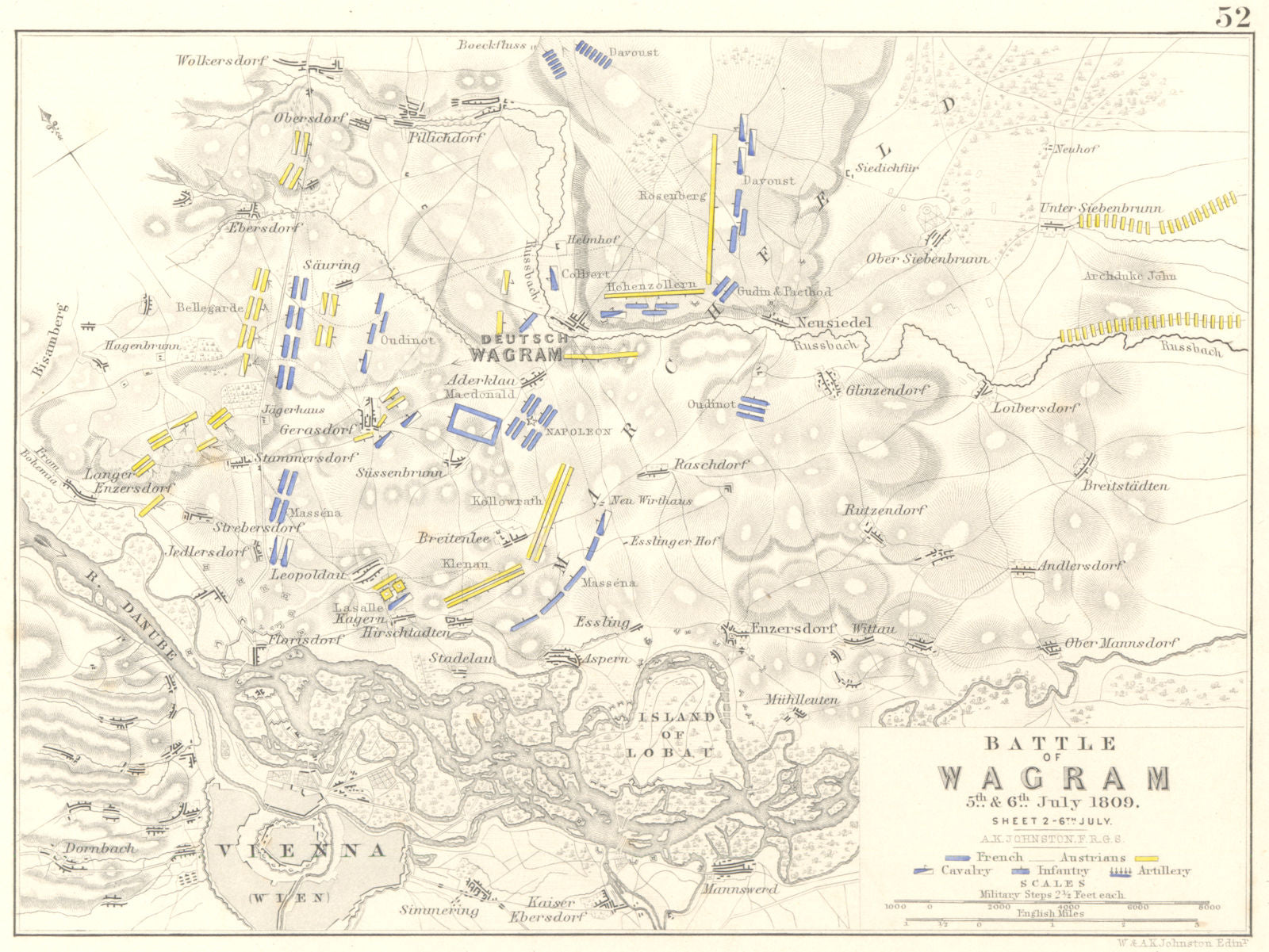 BATTLE OF WAGRAM. 5th & 6th July 1809 - sheet 2. Austria. Vienna 1848 old map